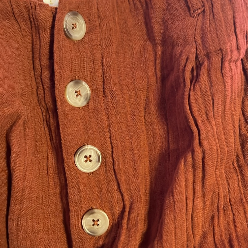 L* Space NWT Georgie Pant. Size L. 100%Cotton/ Gauze Texture. Side pockets. Rust - Picture 6 of 6